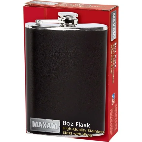 Groomsmen Flask Gifts 8oz Flask with Black Wrap - Picture 2 of 3